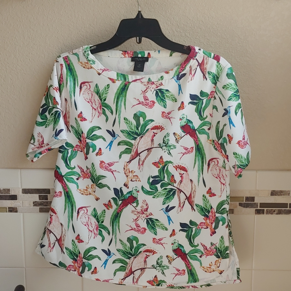 Ann Taylor factory bird print shirt